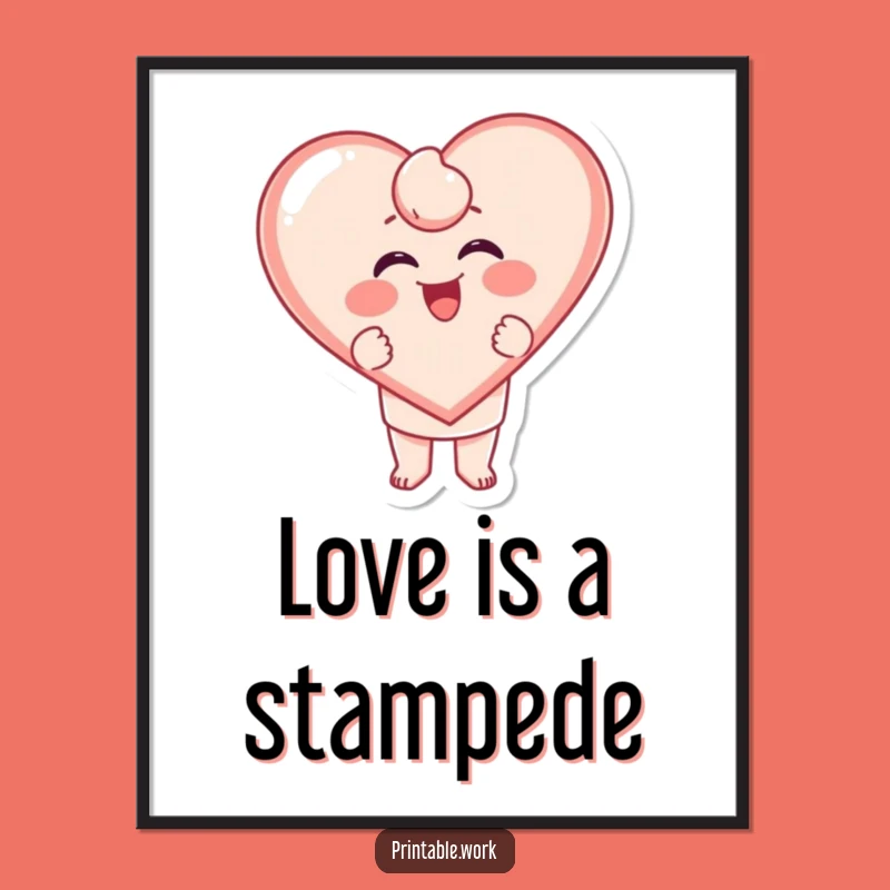 Funny Free Printable Wall Art: Giggling Heart Stamp Creation - Downloadable Digital Art