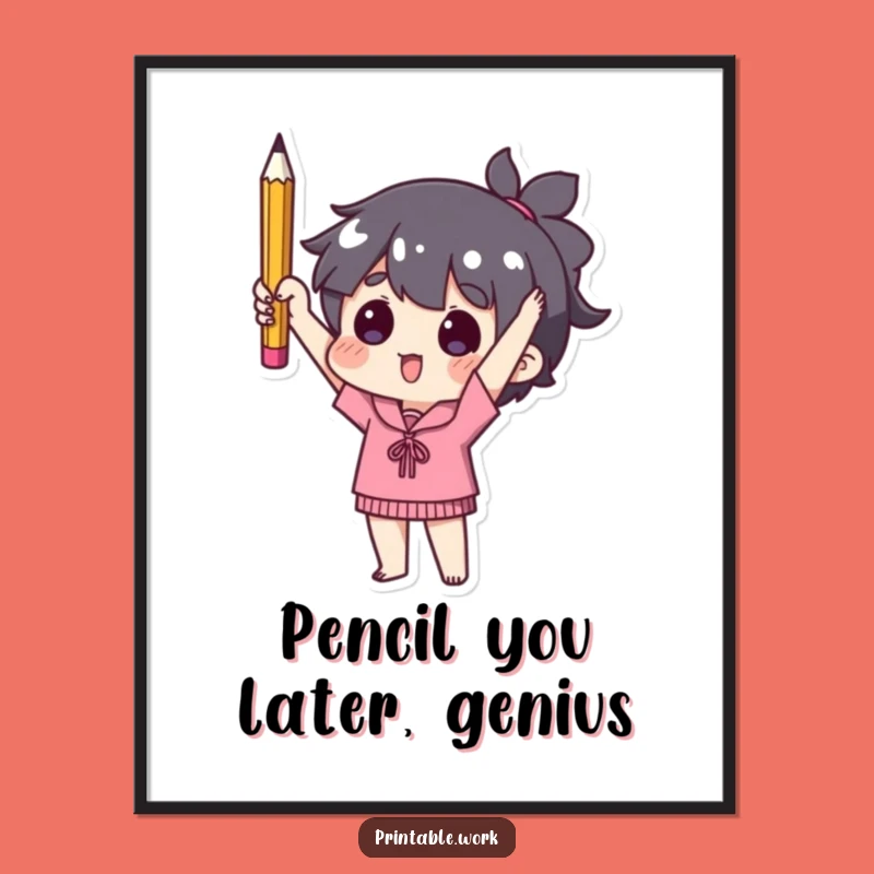 Funny Free Printable Wall Art: Pencil Champion - Humorous Office Decor Downloadable