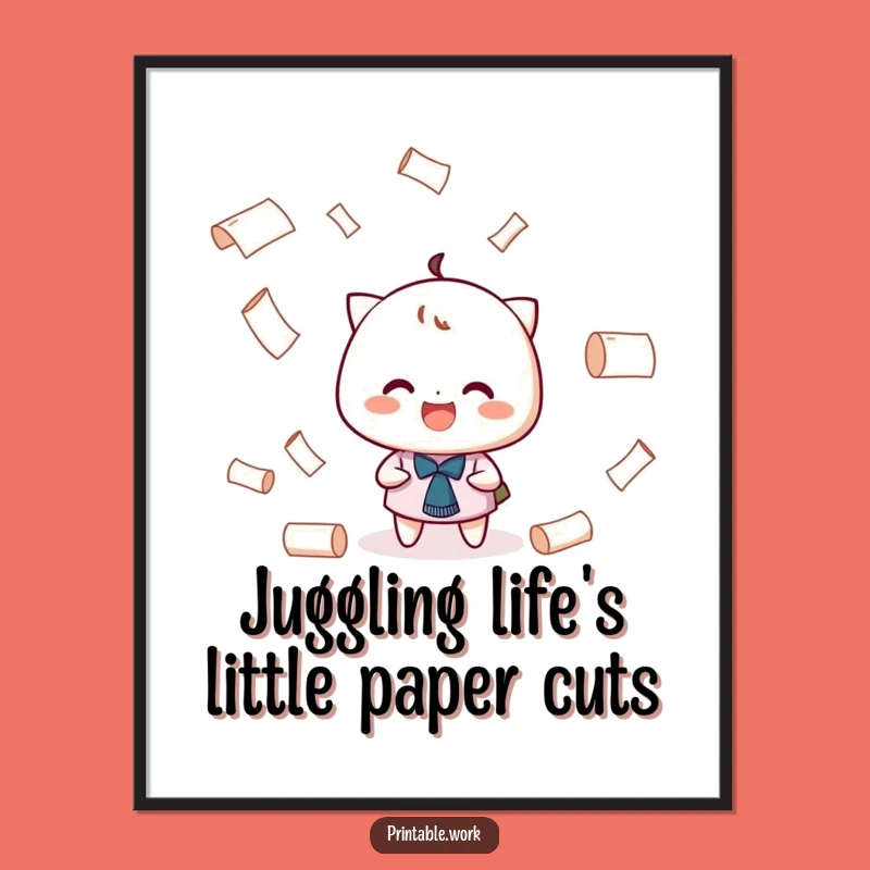 Funny Free Printable Wall Art: Playful Paper Juggler - Downloadable Digital Art
