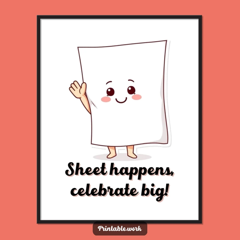 Funny Free Printable Wall Art: Waving Paper Pal Decor, Downloadable Quirky Humor