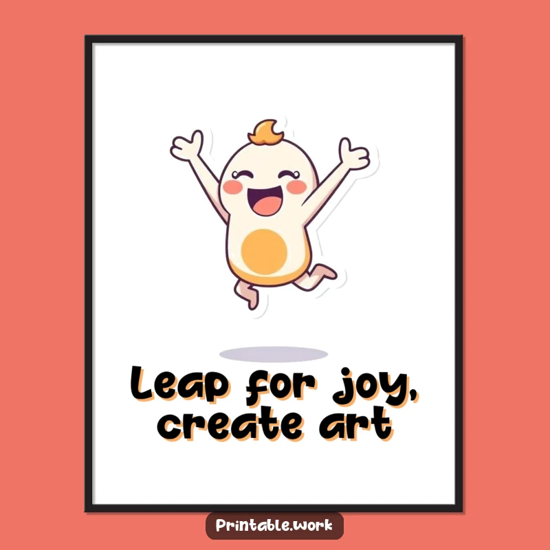 Free Printable Wall Art: Bouncing Stencil Character for Energetic Decor