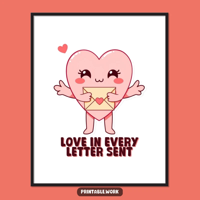 Funny Free Printable Wall Art: Heart's Hugging Envelope of Affection
