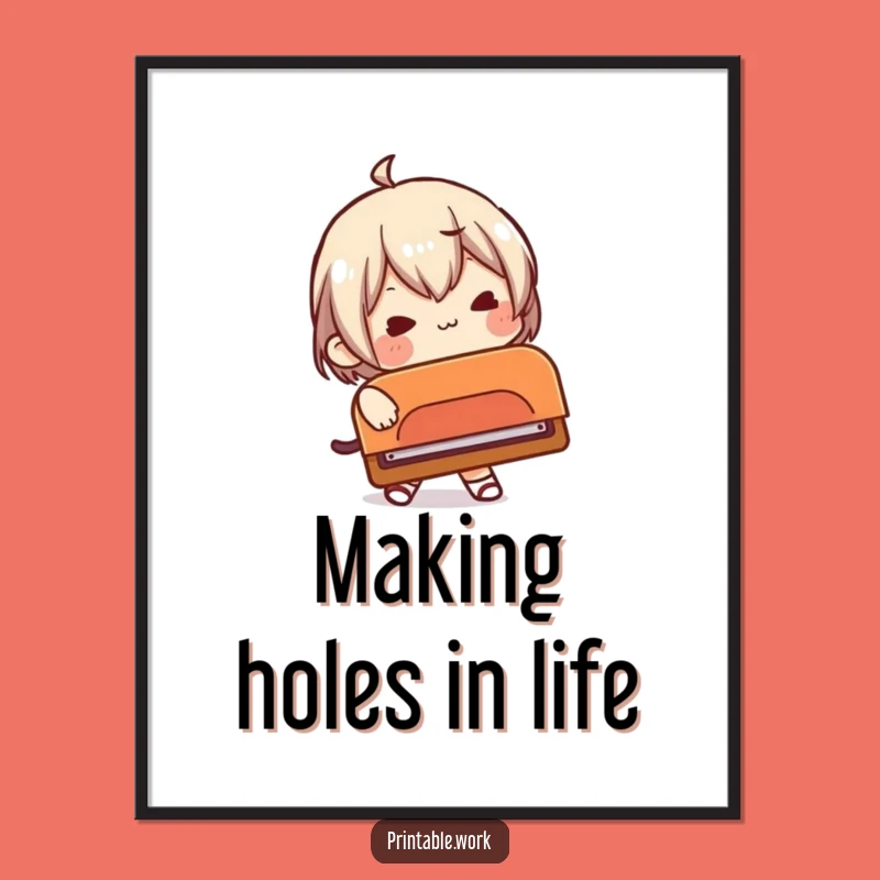 Free Printable Wall Art: Giant Hole Punch Gag, Funny Downloadable Decor