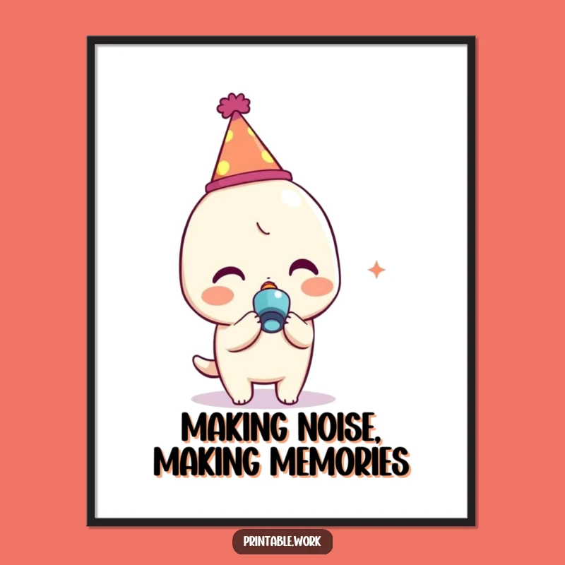 Free Printable Wall Art: Funny Kawaii Noisemaker Poster for a Cheerful Downloadable Gift