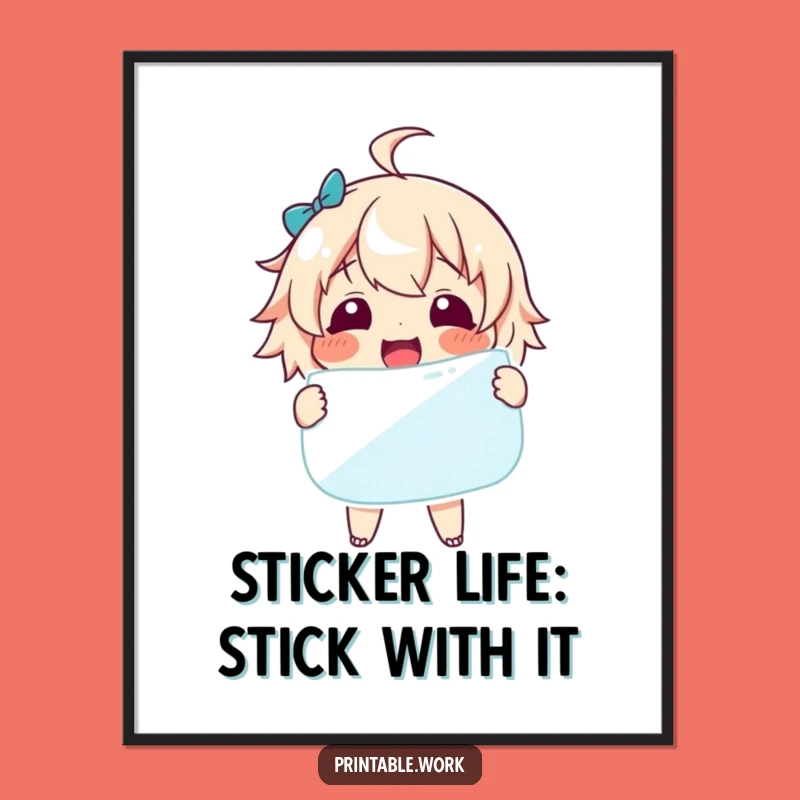Free Printable Wall Art: Funny Sticker Character, Delightful Decor