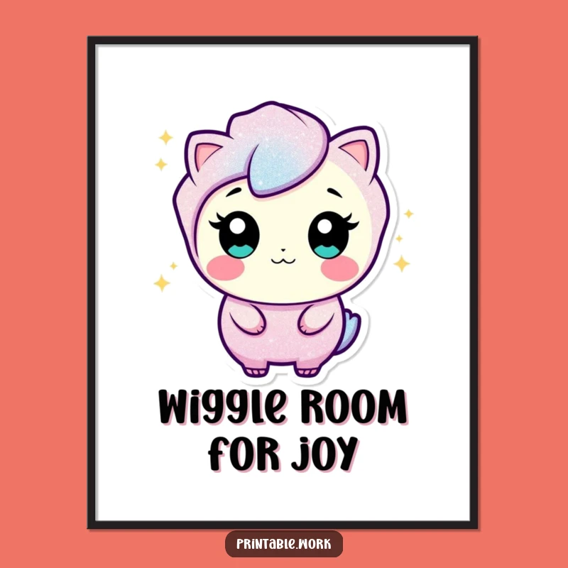 Funny Free Printable Wall Art: Curious Glitter Character Sparkles, Downloadable Decor