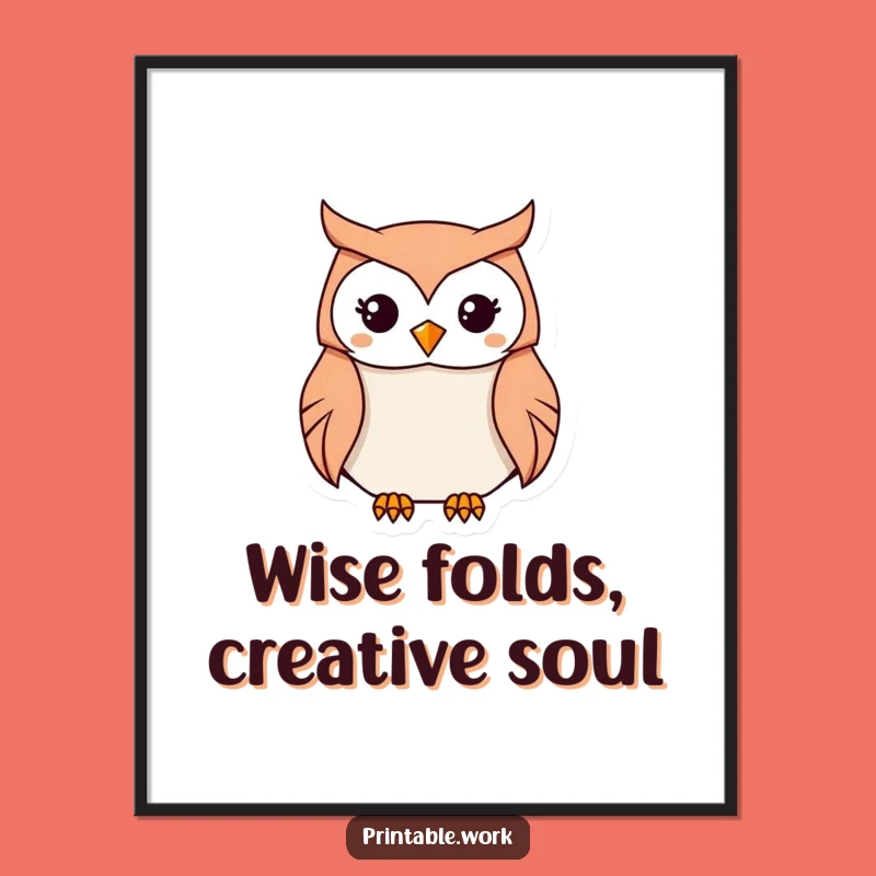 Free Printable Kawaii Owl Origami Art: Focused Downloadable Wall Decor