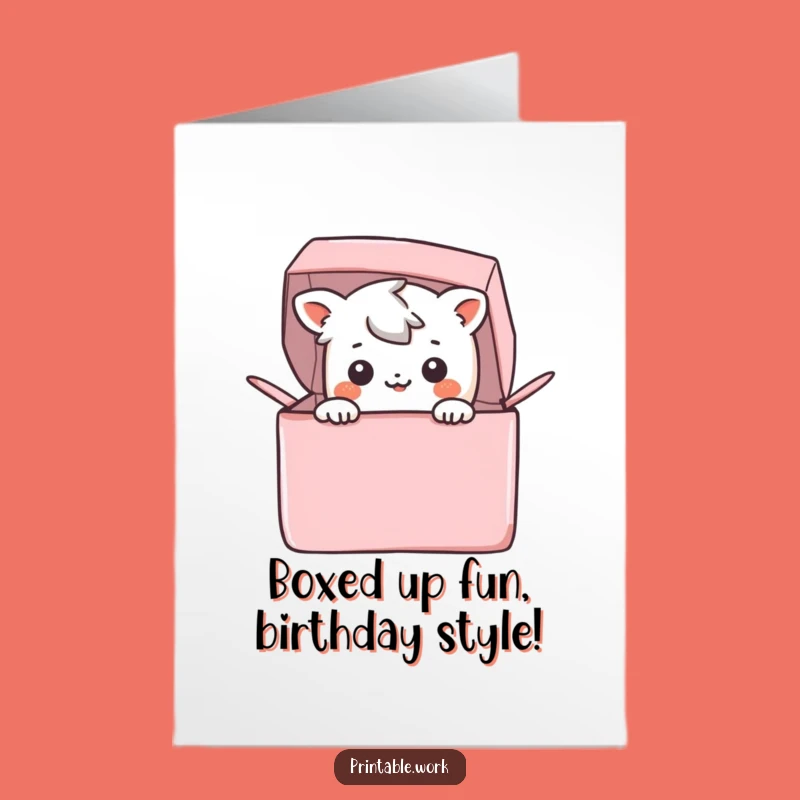 Free Printable Birthday Card Funny Kawaii Box Peek - Hilarious Downloadable Gift