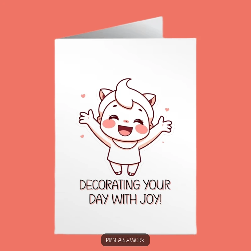 Free Printable Birthday Card: Cute Decorator Character - Downloadable Gift