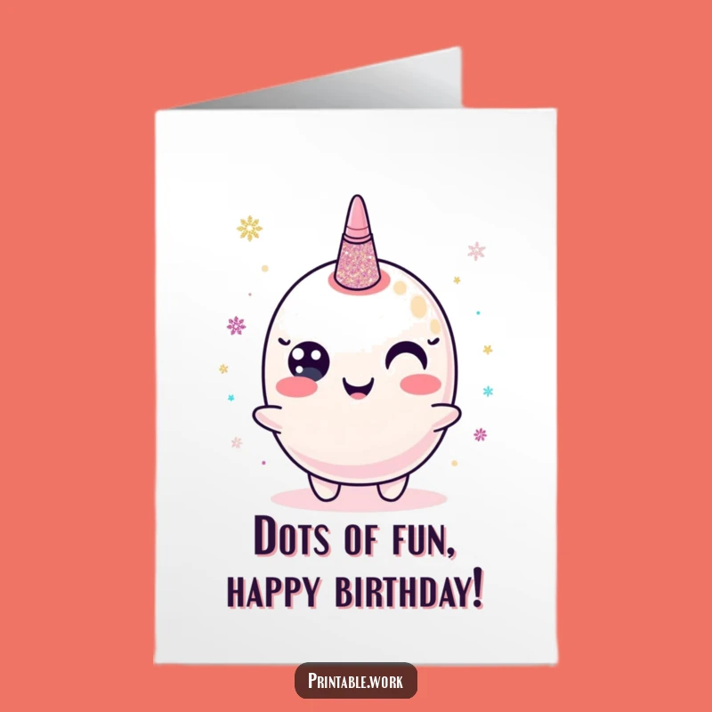 Free Printable Birthday Card: Glitter Glue Character Dots, Funny Downloadable Gift