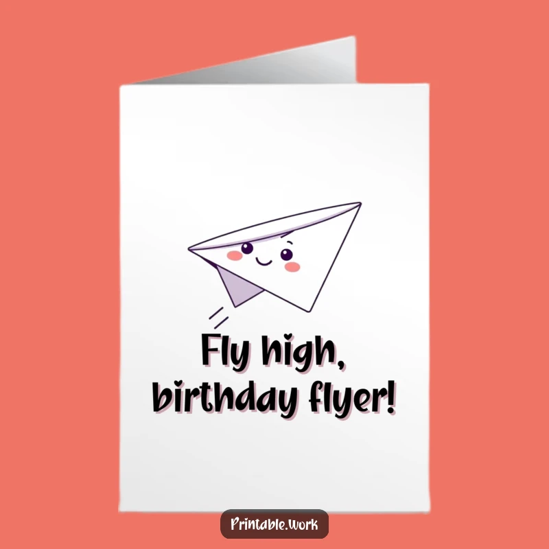 Free Printable Birthday Card: Smiling Paper Plane, Funny Downloadable Gift for Smiles