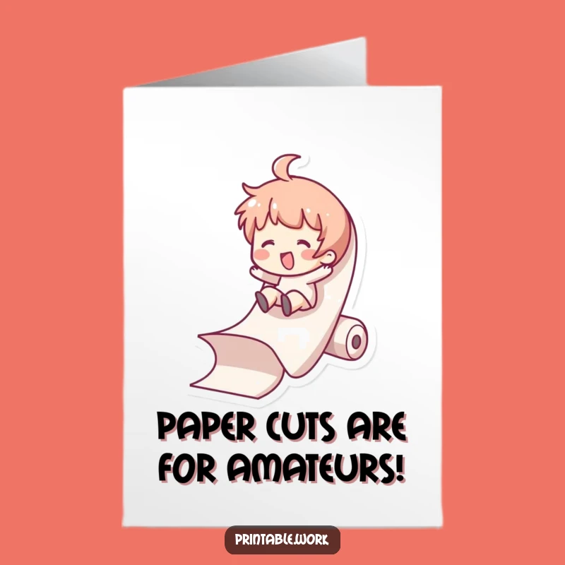 Free Printable Birthday Card: Funny Paper Slide Character Downloadable Gift