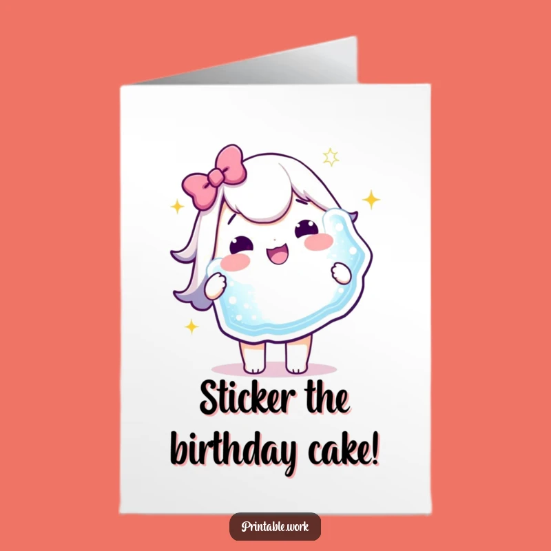 Free Printable Birthday Card - Kawaii Sticker Joy, Funny Downloadable Gift