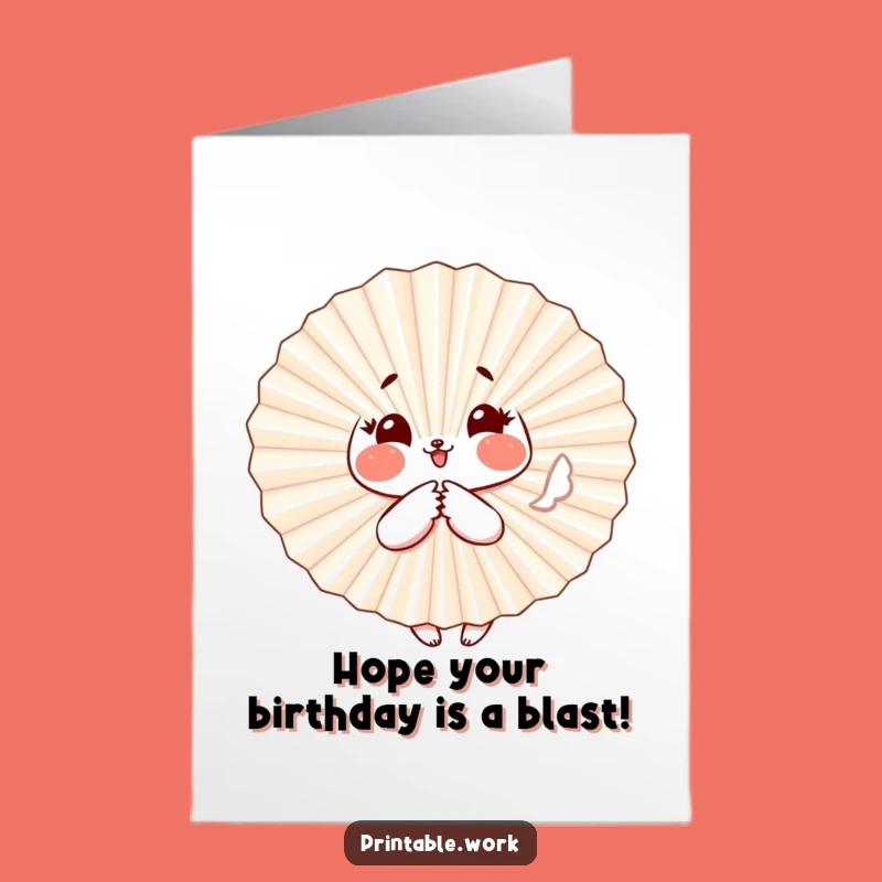 Free Printable Birthday Card: Playful Paper Fan Character Flutters Joyfully
