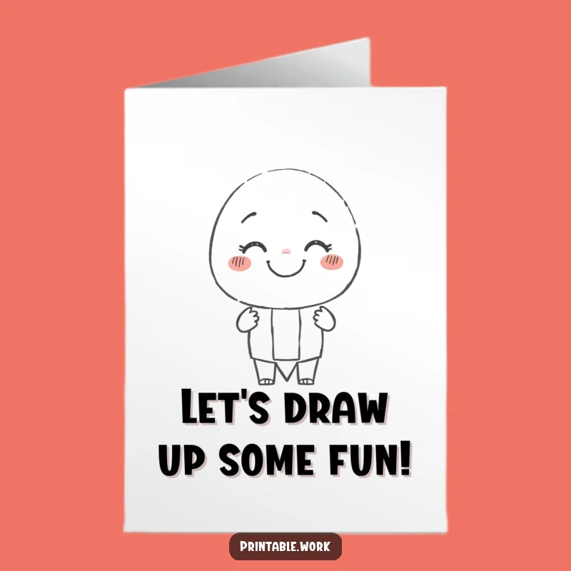 Free Printable Birthday Card: Smiling Pencil Character Drawing Fun, Funny Downloadable
