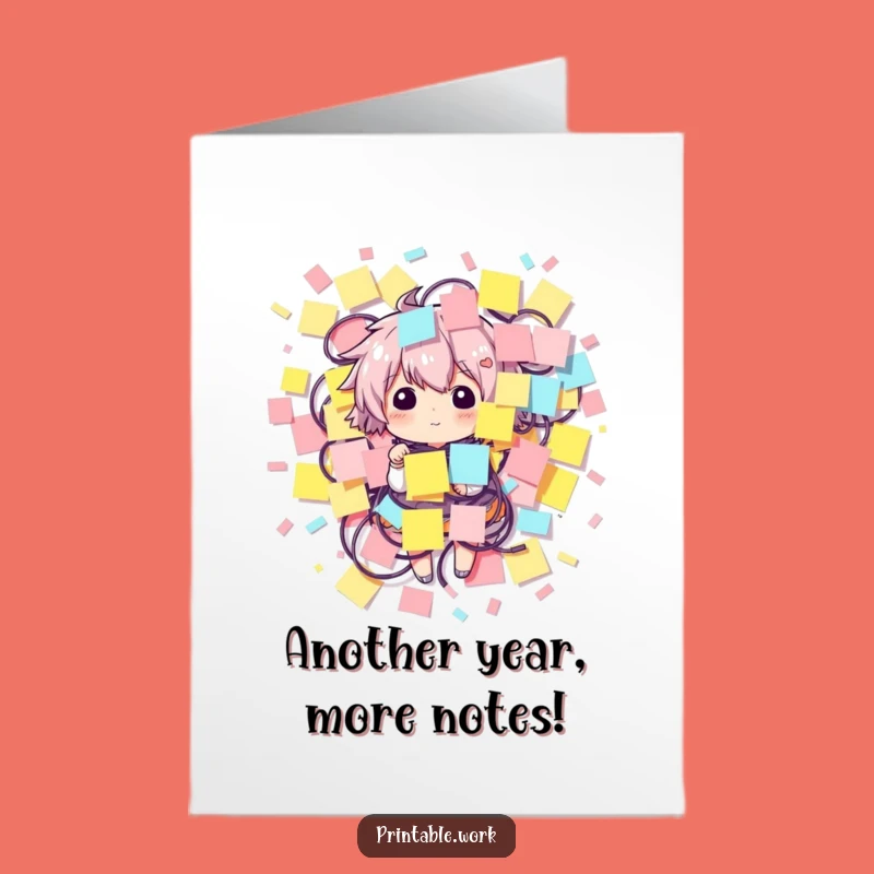 Free Printable Birthday Card: Stickie Note Chaos Character - Hilarious Downloadable Gift