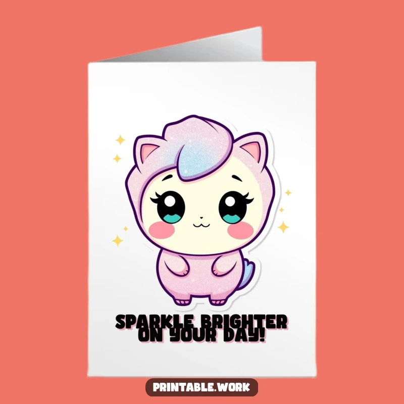 Free Printable Birthday Card: Wiggling Glitter Character Funny Downloadable Gift