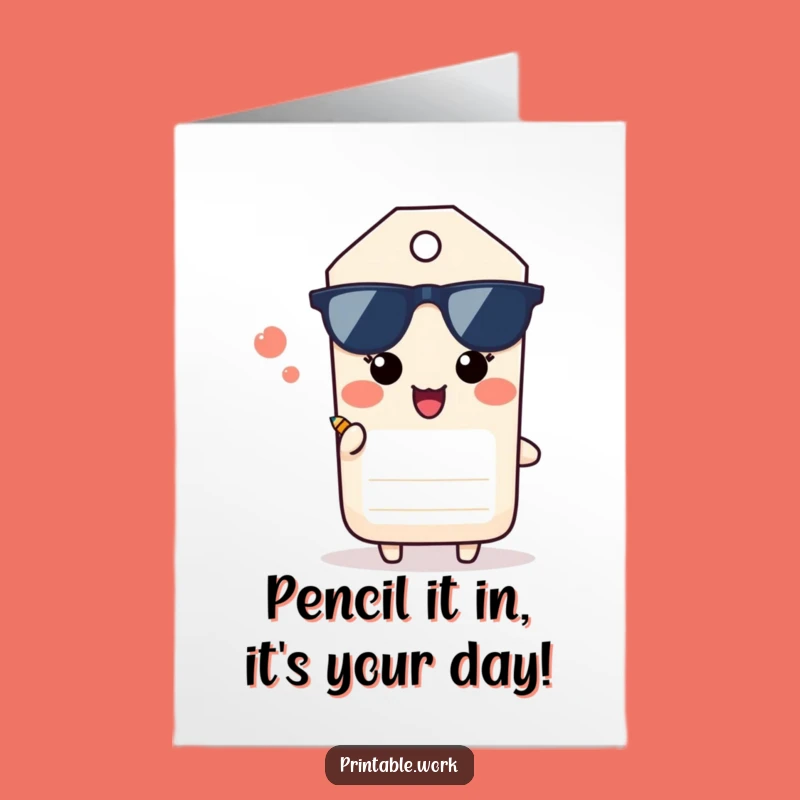 Free Printable Funny Birthday Card: Grateful Paper Tag Sighs with Pencil