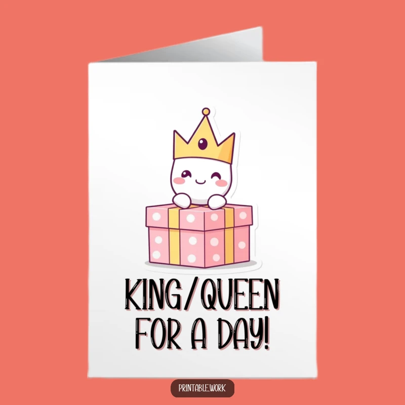 Funny Free Printable Birthday Card: Crown on Present, Perfect DIY Gift!