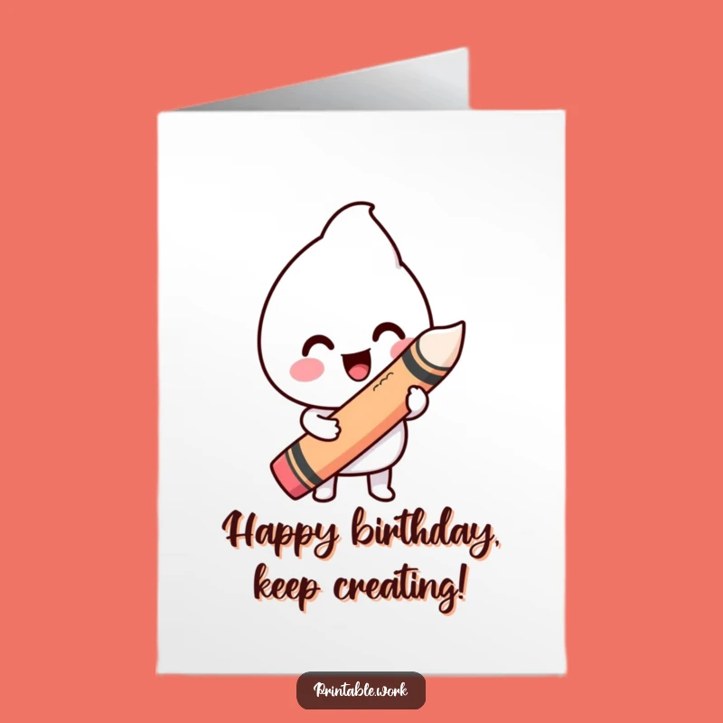 Happy Kawaii Wiggly Line Free Printable Birthday Card - Funny Downloadable Gift!