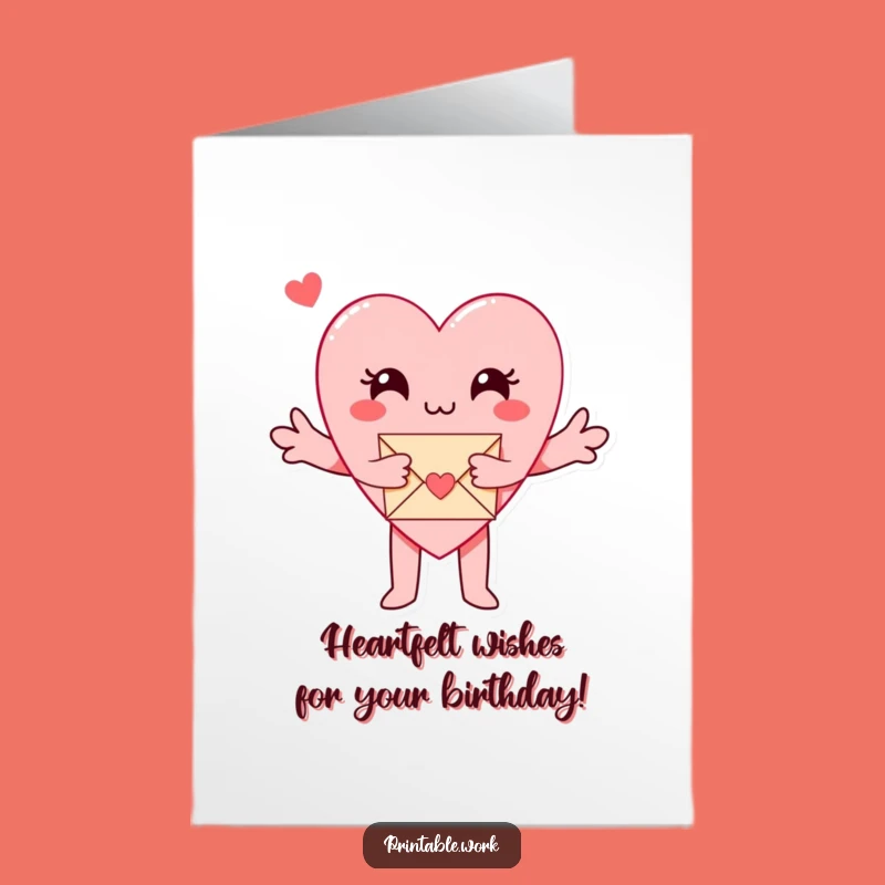 Free Printable Birthday Card: Heart's Hugging Envelope for Birthday Wishes