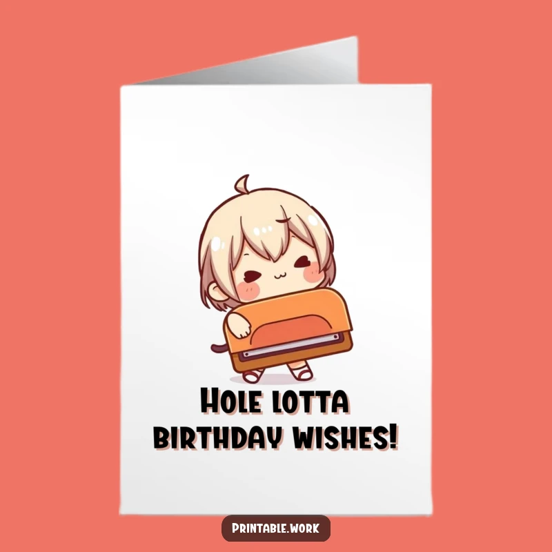 Free Printable Birthday Card: Giant Hole Punch Humor, Fun Downloadable Gift