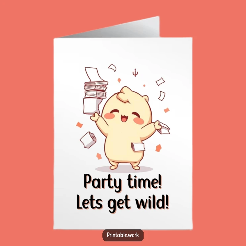 Playful Kawaii Juggler Free Printable Birthday Card - Funny Downloadable Gift for Office!