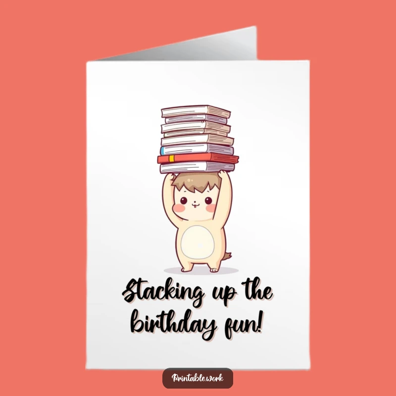 Free Printable Birthday Card: Funny Document Balancing Act for Office Humor