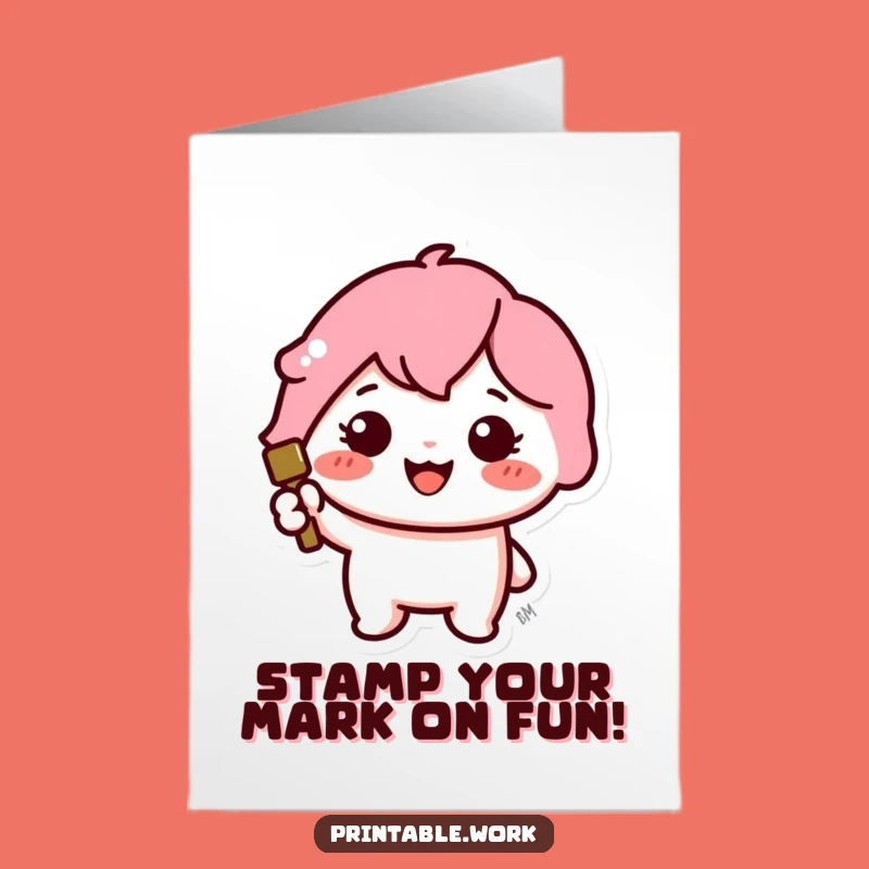 Free Printable Birthday Card: Kawaii Icon Stamp Fun - Downloadable Gift
