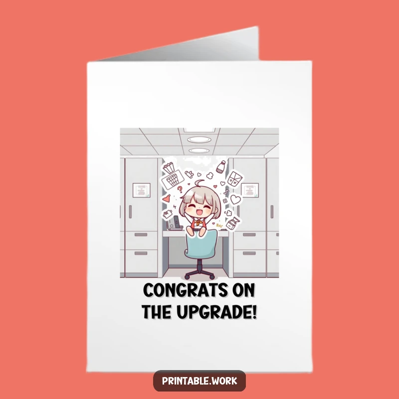 Free Printable Congrats Card: Cubicle Decorator - Cheerful Achievement Downloadable