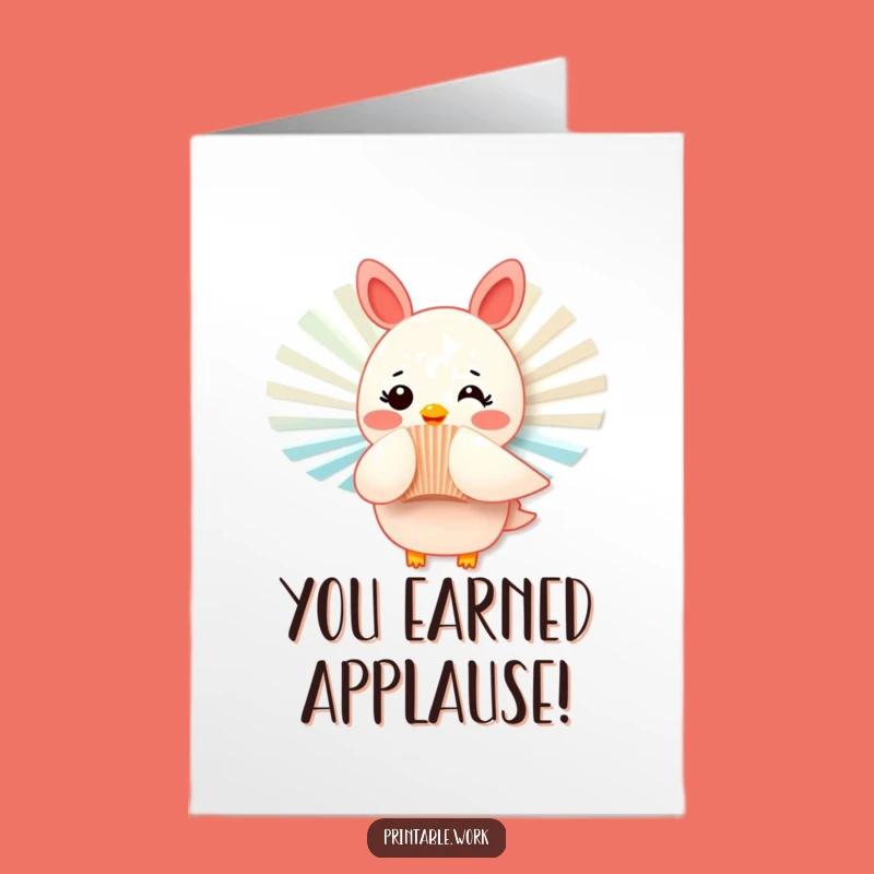 Free Printable Congrats Card: Fluttering Fan Funny Downloadable Gift for Refreshing Success