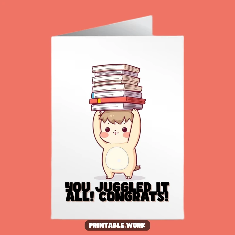 Free Printable Congrats Card: Funny Document Stack for Big Wins
