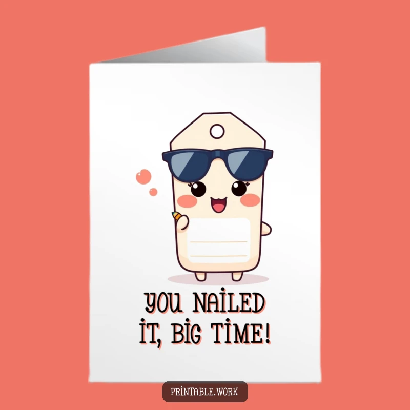 Free Printable Congrats Card: Paper Tag Offering Pencil for Achievements