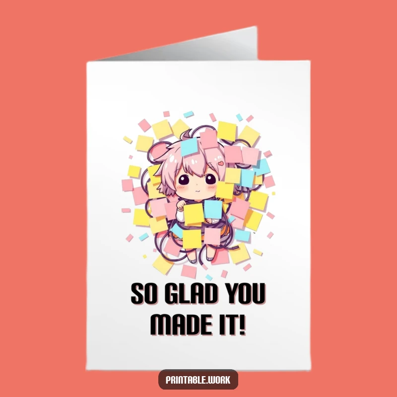 Free Printable Congrats Card: Stickie Note Chaos Character - Funny Downloadable Achievement Gift