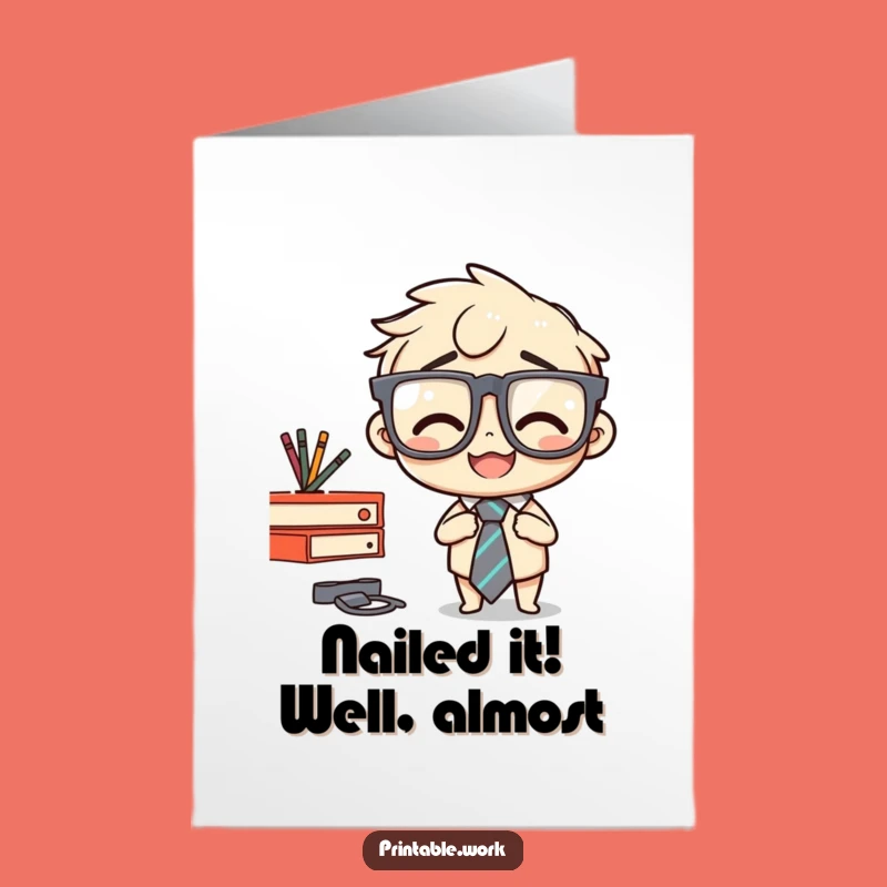 Free Printable Funny Congrats Card: Office Stapler Tie Fail for Hilarious Achievements