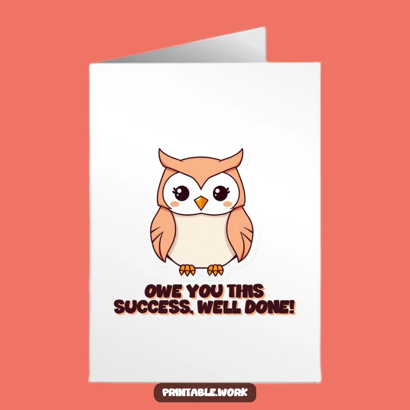 Free Printable Kawaii Owl Origami Congrats Card: Precision Downloadable Gift