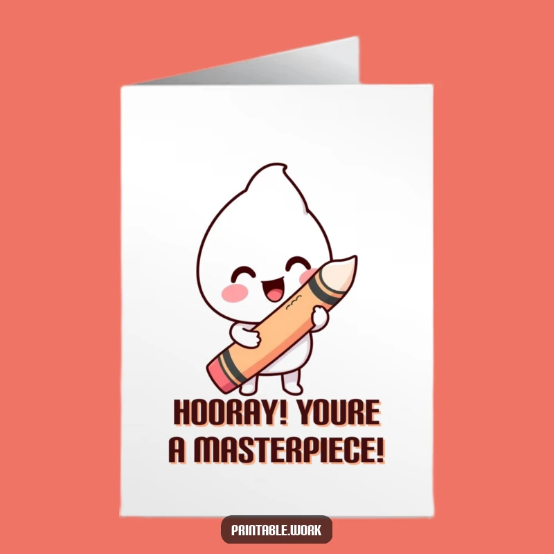 Happy Kawaii Wiggly Line Free Printable Congrats Card - Funny Downloadable Achievement!
