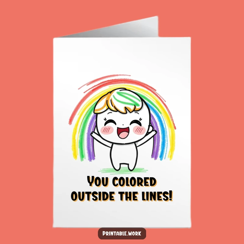 Free Printable Congrats Card: Crayon Rainbow, Vibrant Strokes, Funny Downloadable