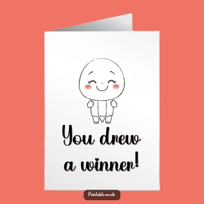Free Printable Congrats Card: Pencil Character's Wobbly Line, Funny Downloadable