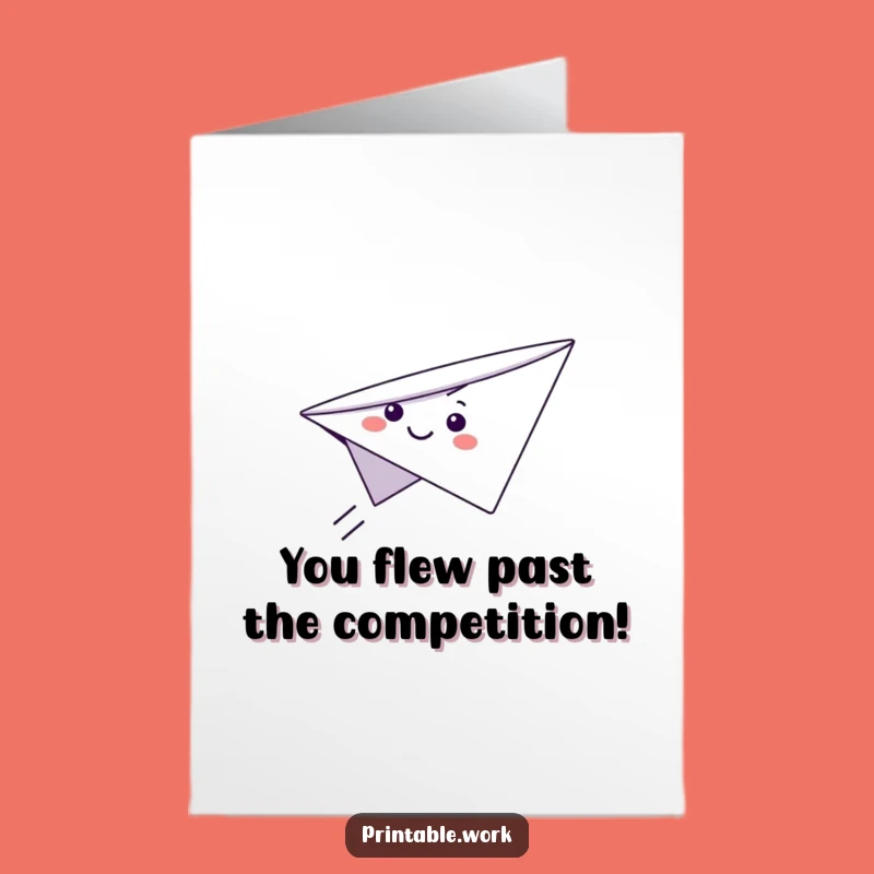 Free Printable Congrats Card: Smiling Plane, Funny Flighty Celebration Gift