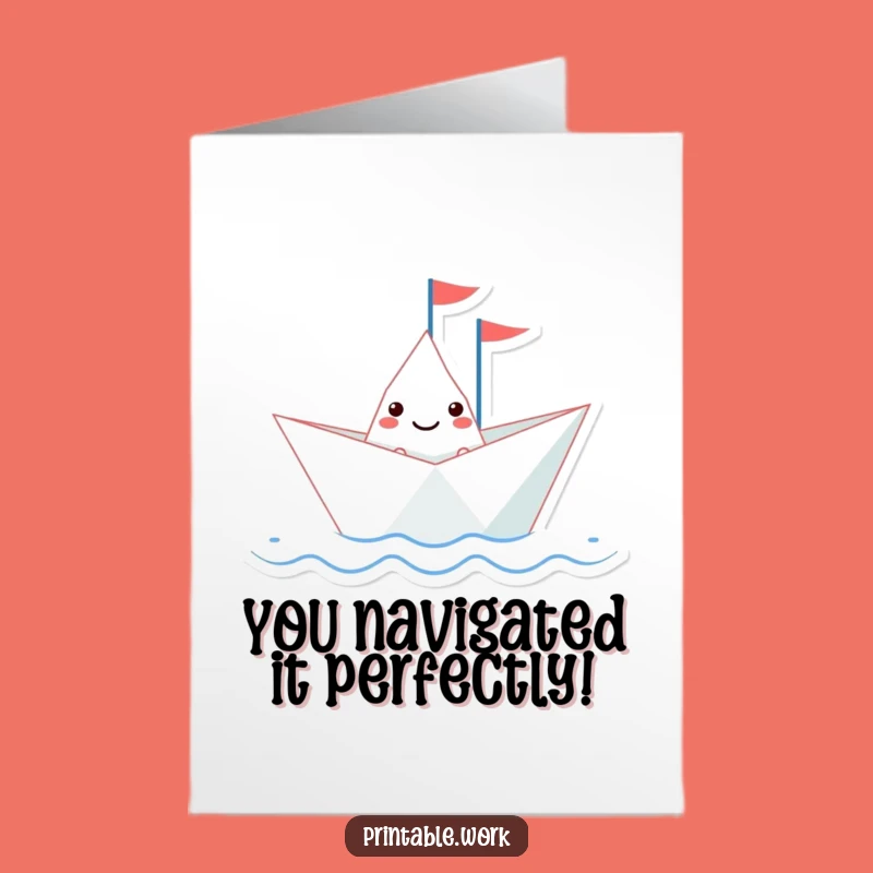 Free Printable Congrats Card: Paper Boat Celebration, Hilarious Downloadable Gift!