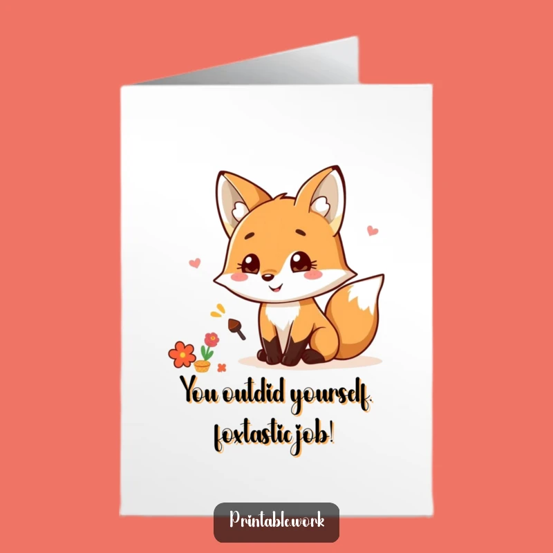 Free Printable Kawaii Fox Congratulations Card: Joyful Scrapbooking Downloadable Gift