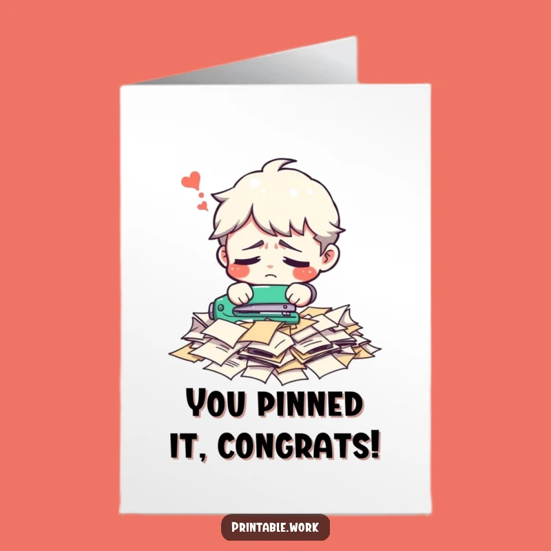 Free Printable Congrats Card: Confused Stapler Funny Downloadable Gift