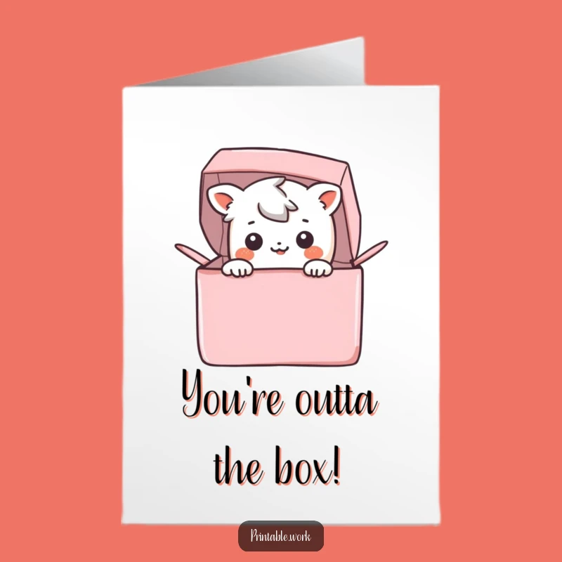 Free Printable Congrats Card - Funny Kawaii Box Peek, Amazing Downloadable Gift