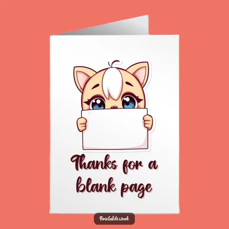 Free Printable Thank You Card: Curious Character's Blank Page Gratitude