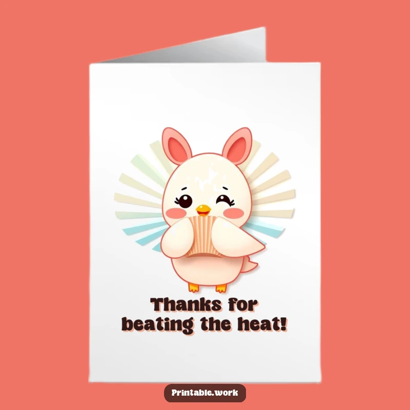 Free Printable Thank You Card: Fluttering Fan Funny Downloadable Gift for Cool Appreciation