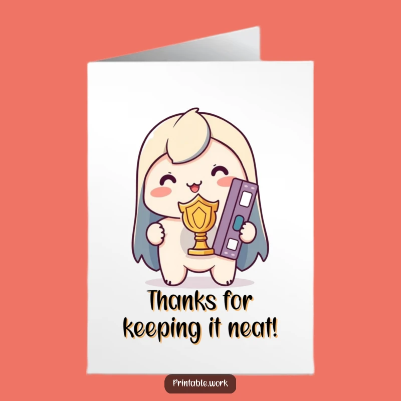 Free Printable Thank You Card: Kawaii Binder Winner for Grateful Downloadable Gift
