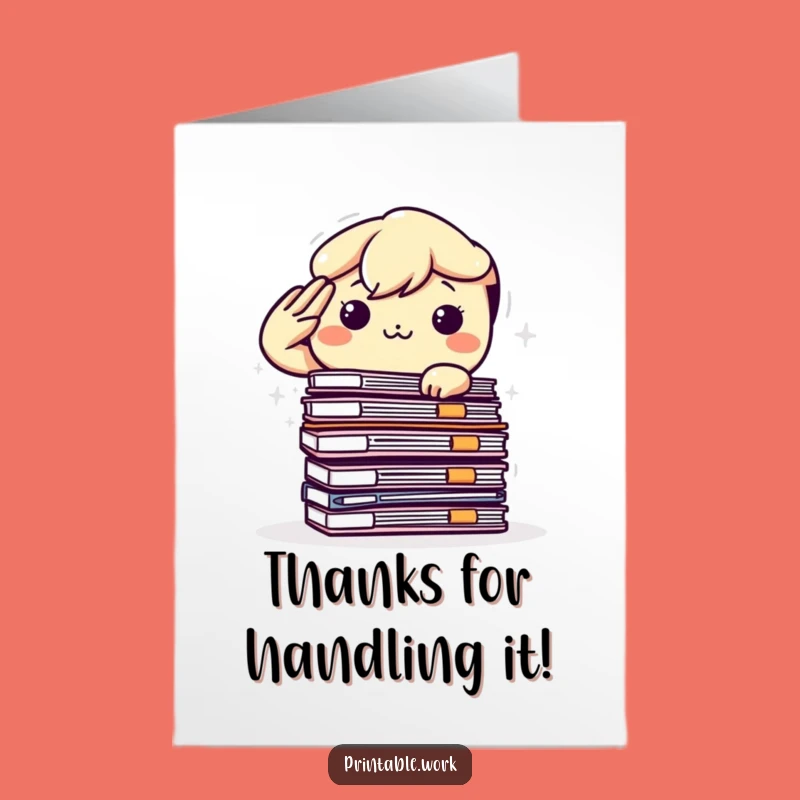 Free Printable Thank You Card: Kawaii Salutes Files for Appreciative Downloadable Gift