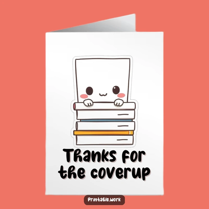 Free Printable Thank You Card: Shy Paper Character - Downloadable & Print at Home