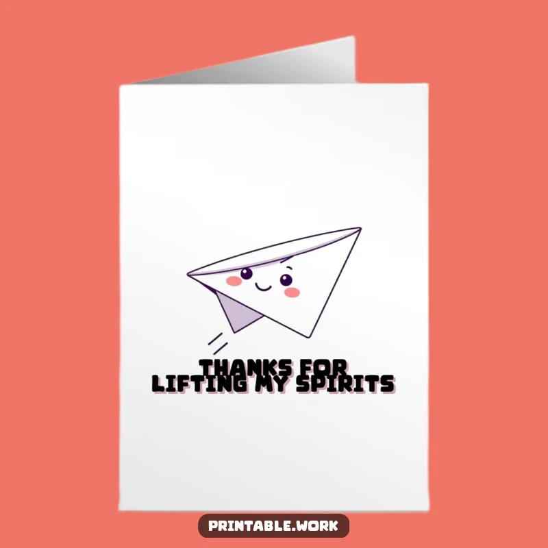 Free Printable Thank You Card: Smiling Paper Plane, Funny Gratitude Gift